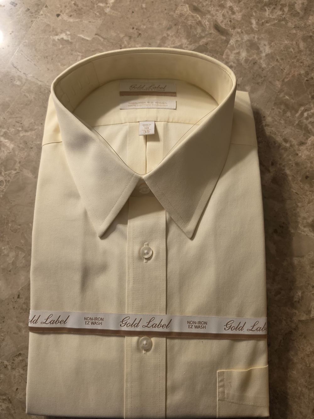 Roundtree & Yorke Cream Dress Shirt — Gold Label